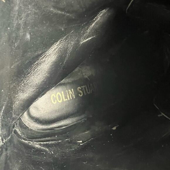 Colin Stuart Black Green Leather Suede Lace Up Steampunk Boots 8.5 Chunky Heel - Picture 8 of 10